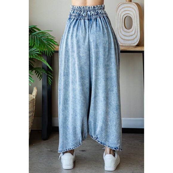 Oli & Hali Blue Washed Tencel Baggy Jogger Pants - Picture 4 of 5
